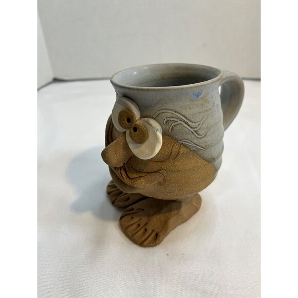 Vintage 3D  Funny Face Big Feet Mug  Hand Crafted Pottery 1980 Stoneware Folk - Picture 8 of 8